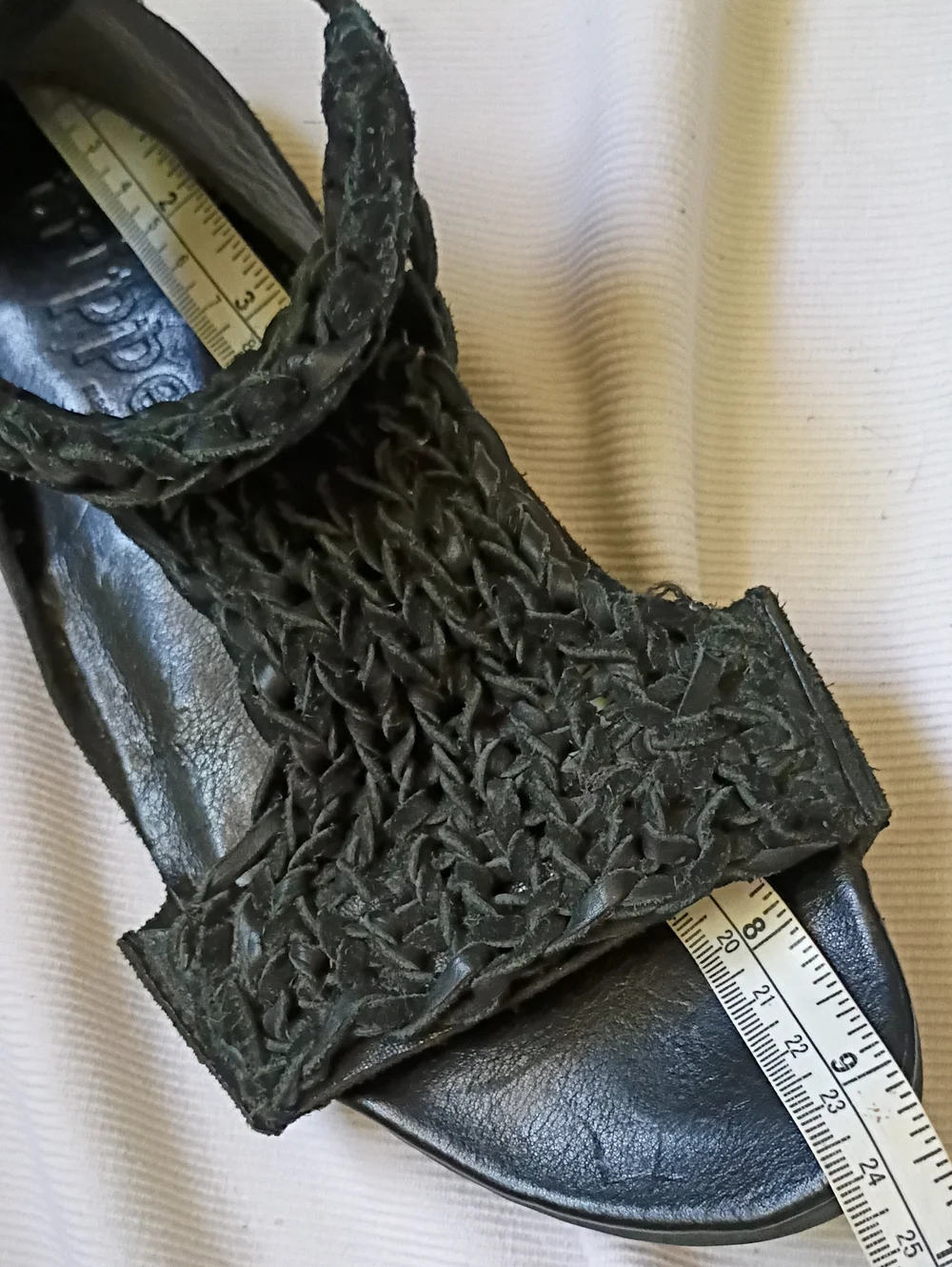 Trippen Women's Black Leather Woven Sandal